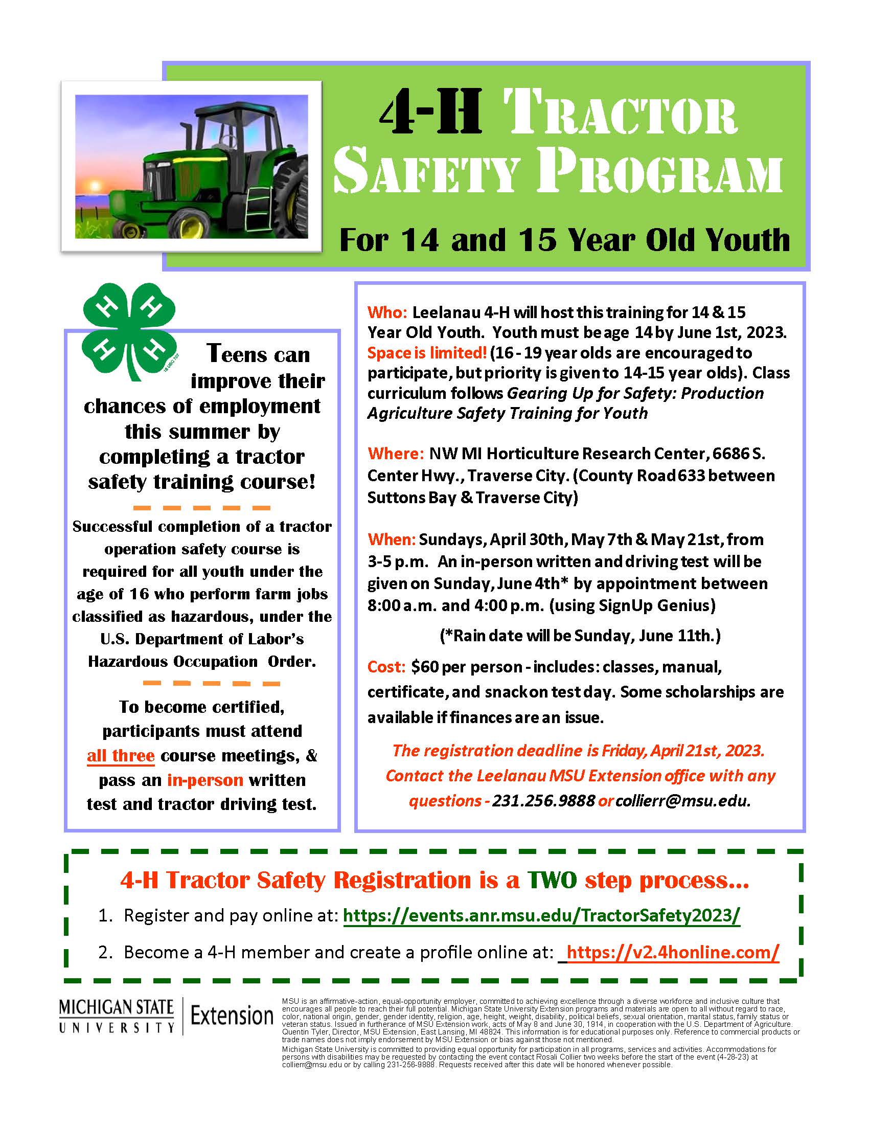 Tractor Safety Program Flyer 2023